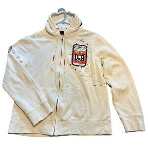 Universal Studios Women’s XL Duff Beer Simpsons Zip Up Hoodie Sweatshirt Cream